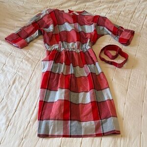 Vintage Red and Gray Plaid Dress with Matching belt